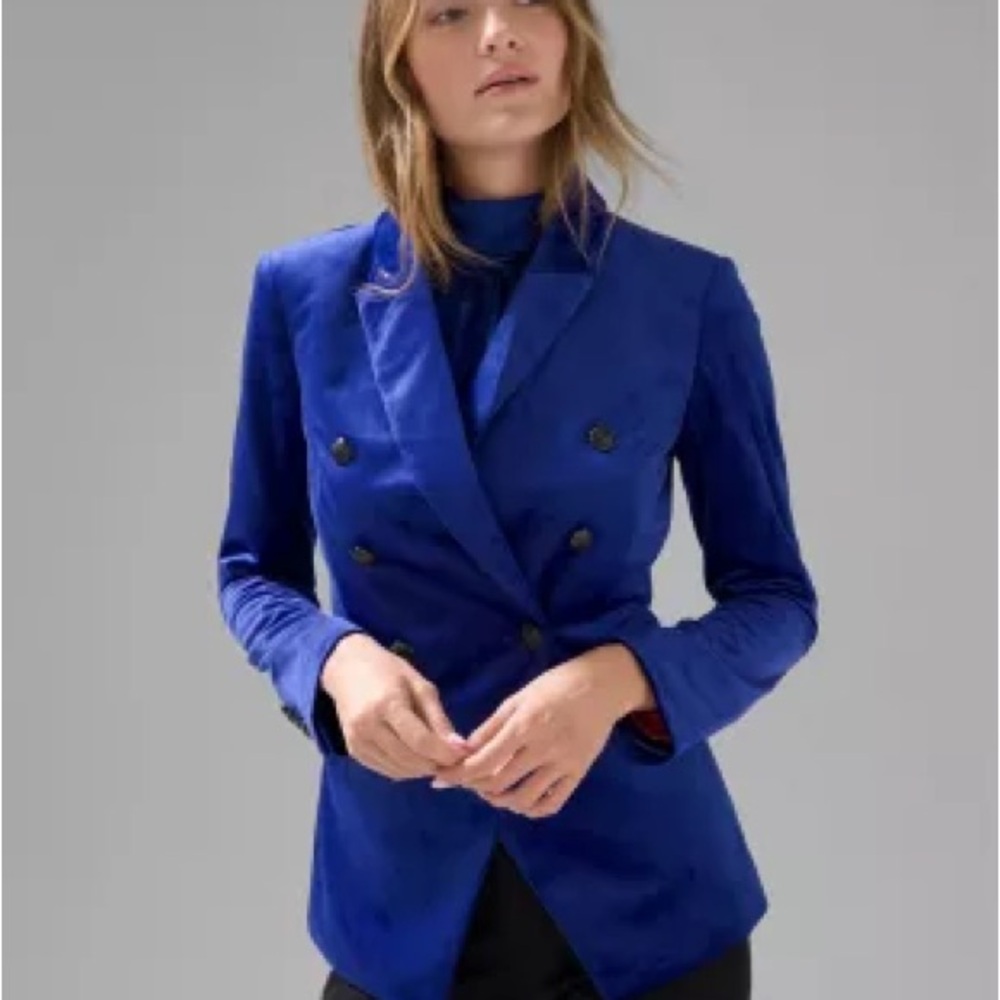 WHBM Studio Blazer, Blue Velvet, Size 4
